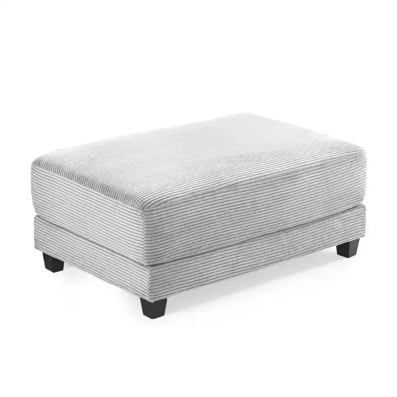 Canapé d'angle en velours côtelé Hyleory 112 po avec deux poufs et table basse de rangement pour le salon