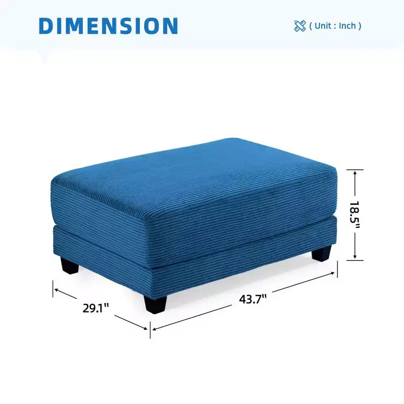 Canapé d'angle en velours côtelé Hyleory 112 po avec deux poufs et table basse de rangement pour le salon