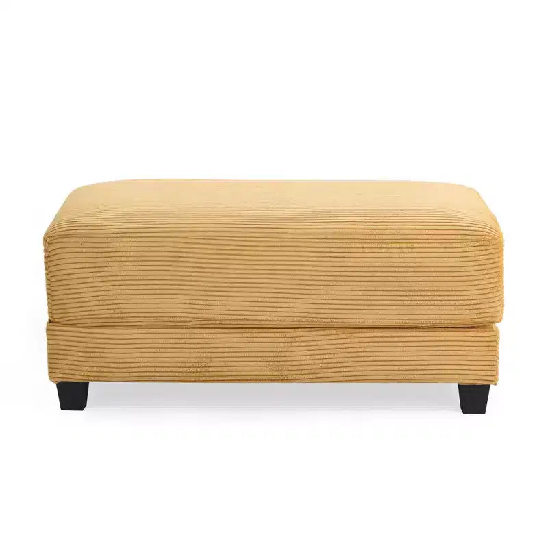 Canapé d'angle en velours côtelé Hyleory 112 po avec deux poufs et table basse de rangement pour le salon