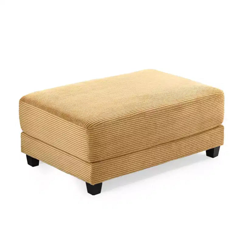 Canapé d'angle en velours côtelé Hyleory 112 po avec deux poufs et table basse de rangement pour le salon