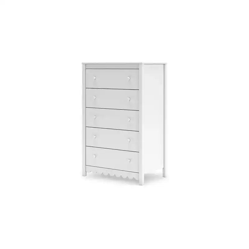 Signature Design by Ashley Hallityn Commode haute à 5 tiroirs, Blanc
