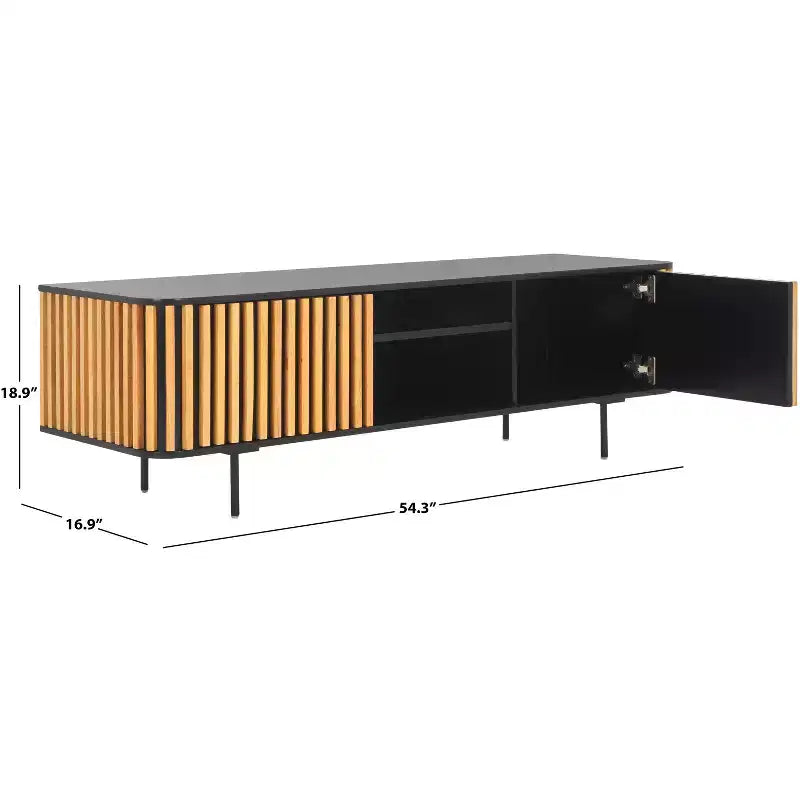 Meuble TV 2 portes 2 étagères Anahi - MED1501 - Noir/Naturel - Safavieh
