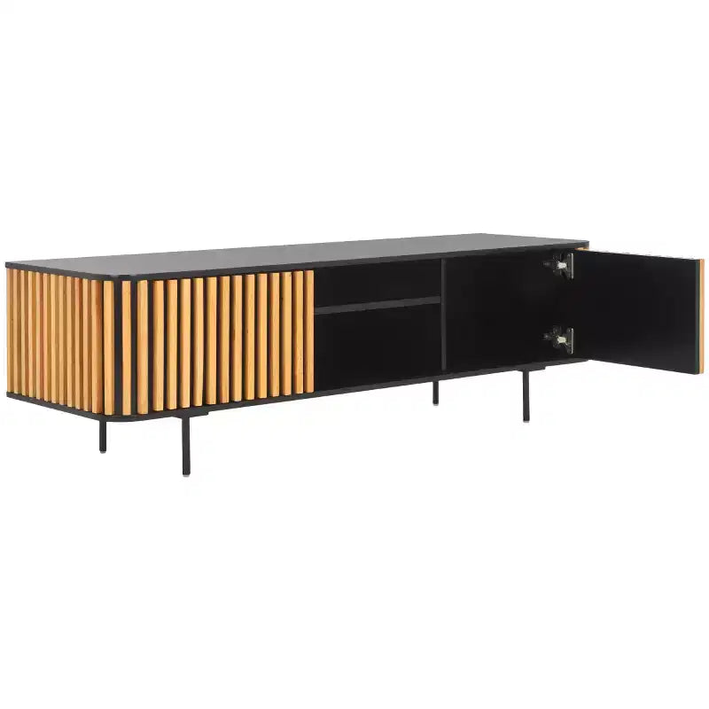 Meuble TV 2 portes 2 étagères Anahi - MED1501 - Noir/Naturel - Safavieh