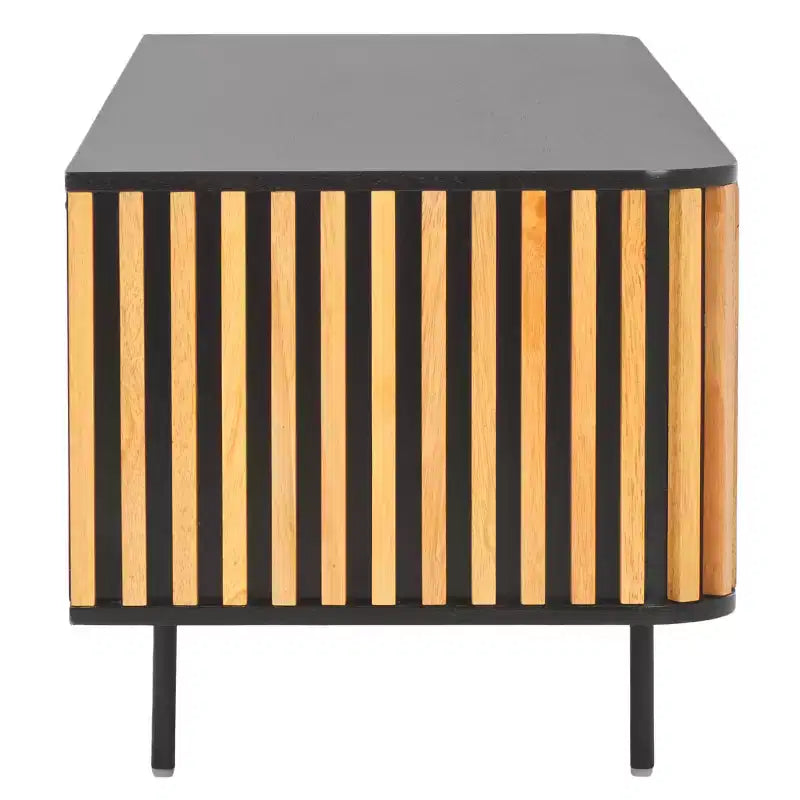 Meuble TV 2 portes 2 étagères Anahi - MED1501 - Noir/Naturel - Safavieh