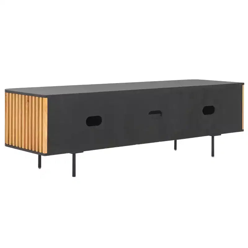 Meuble TV 2 portes 2 étagères Anahi - MED1501 - Noir/Naturel - Safavieh