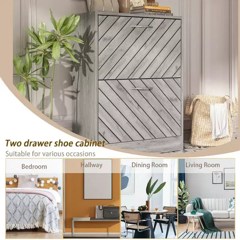 Meuble à chaussures d'entrée Famapy avec 2 tiroirs basculants