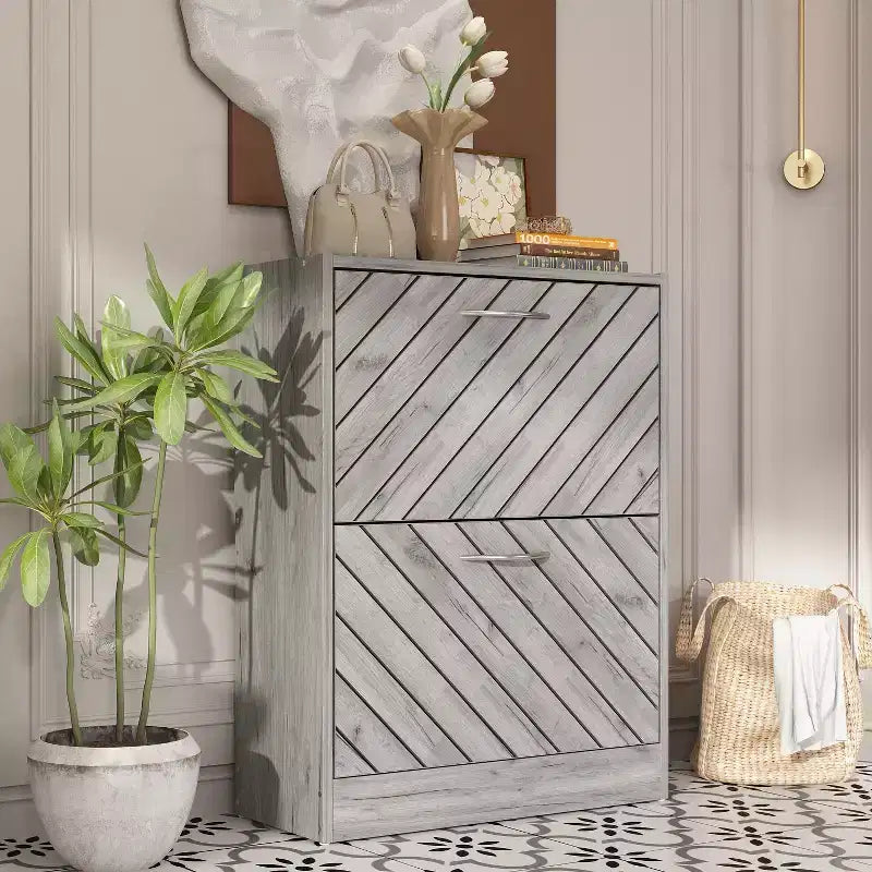 Meuble à chaussures d'entrée Famapy avec 2 tiroirs basculants