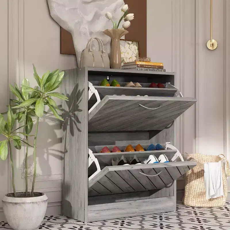 Meuble à chaussures d'entrée Famapy avec 2 tiroirs basculants
