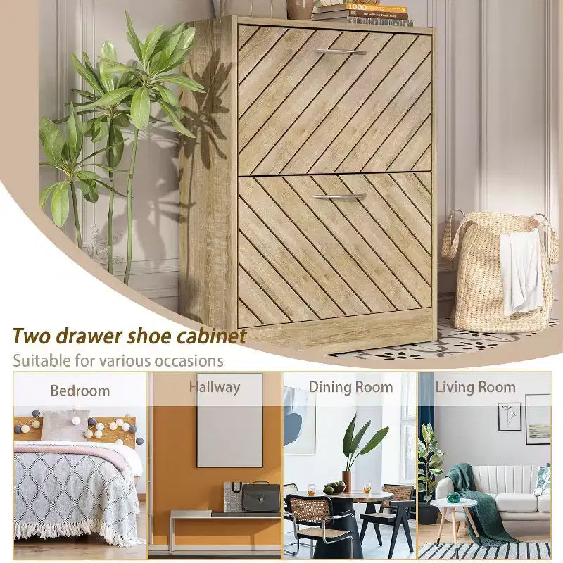 Meuble à chaussures d'entrée Famapy avec 2 tiroirs basculants