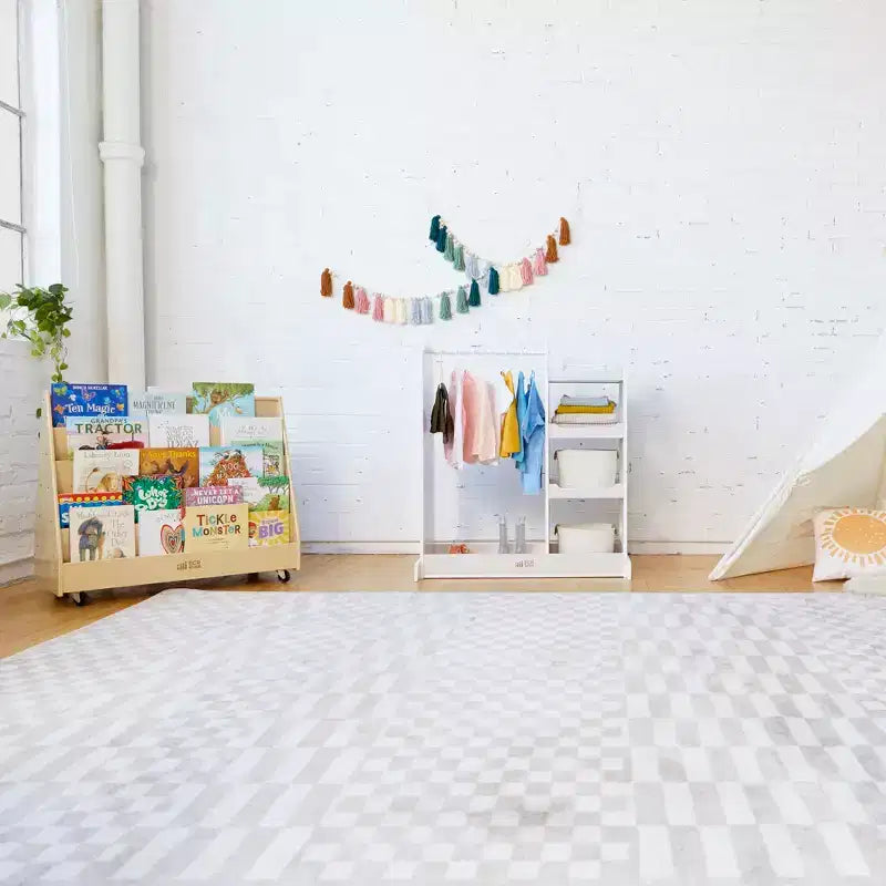 Présentoir et rangement de livres mobiles double face en bois ECR4Kids, meuble Montessori