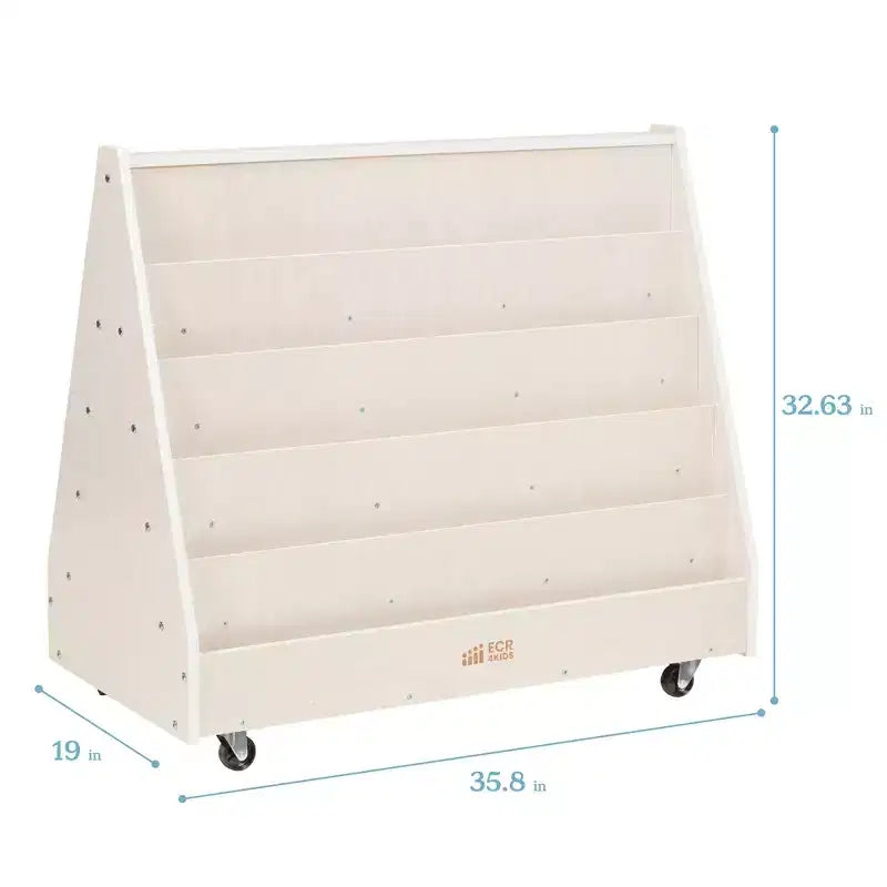 Présentoir et rangement de livres mobiles double face en bois ECR4Kids, meuble Montessori