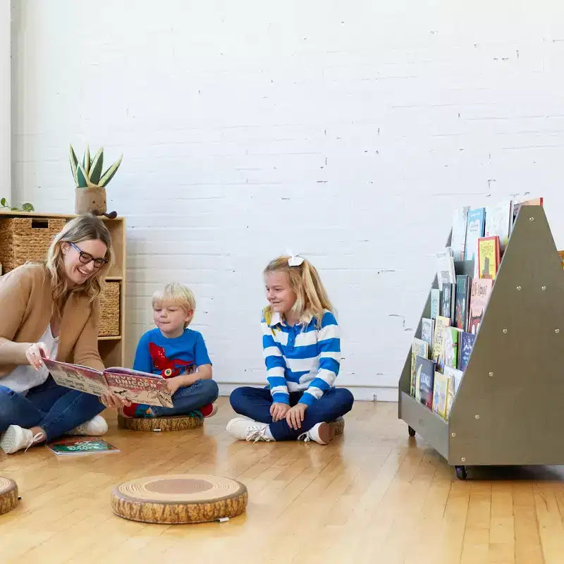 Présentoir et rangement de livres mobiles double face en bois ECR4Kids, meuble Montessori