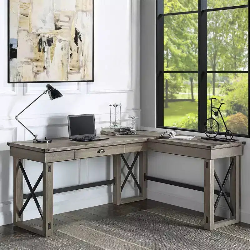 Bureau Talmar 170 cm avec base en bois et tiroir classeur - Acme Furniture