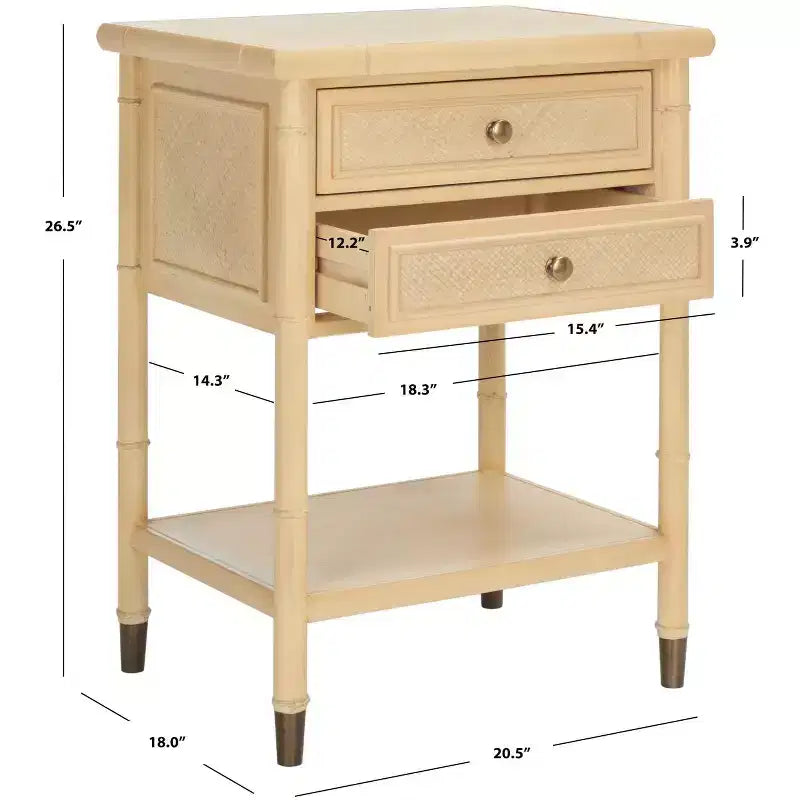 Table d'appoint à 2 tiroirs et 1 étagère Ahab - ACC6606 - Safavieh