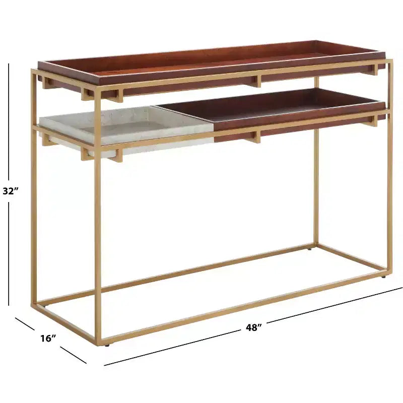 Console Akari en marbre - CNS3700A - Marron/Blanc - Safavieh