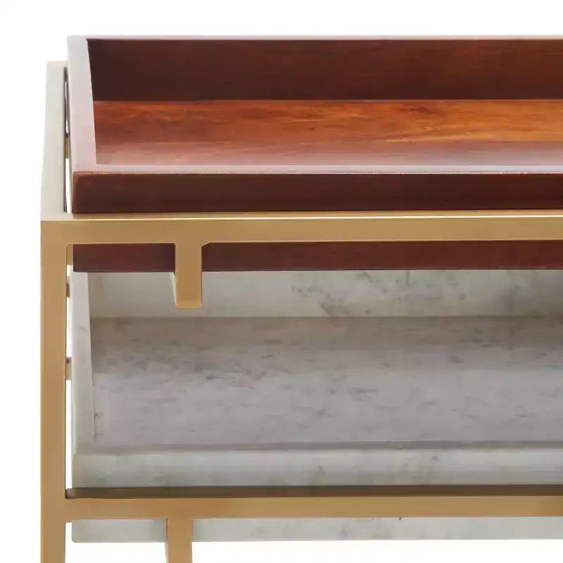 Console Akari en marbre - CNS3700A - Marron/Blanc - Safavieh