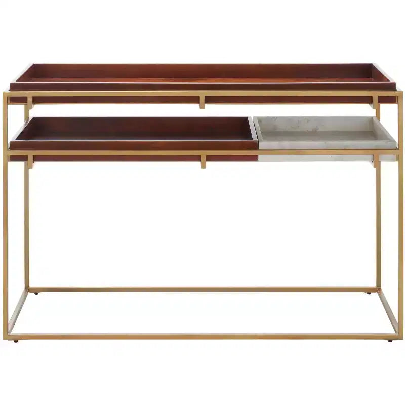 Console Akari en marbre - CNS3700A - Marron/Blanc - Safavieh