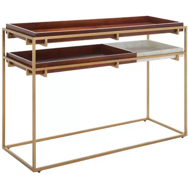 Console Akari en marbre - CNS3700A - Marron/Blanc - Safavieh