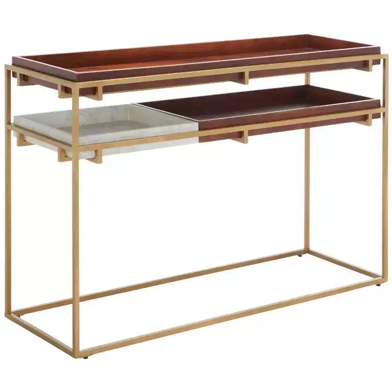 Console Akari en marbre - CNS3700A - Marron/Blanc - Safavieh