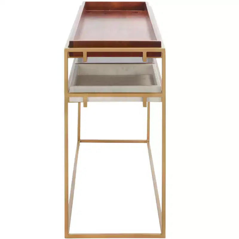 Console Akari en marbre - CNS3700A - Marron/Blanc - Safavieh