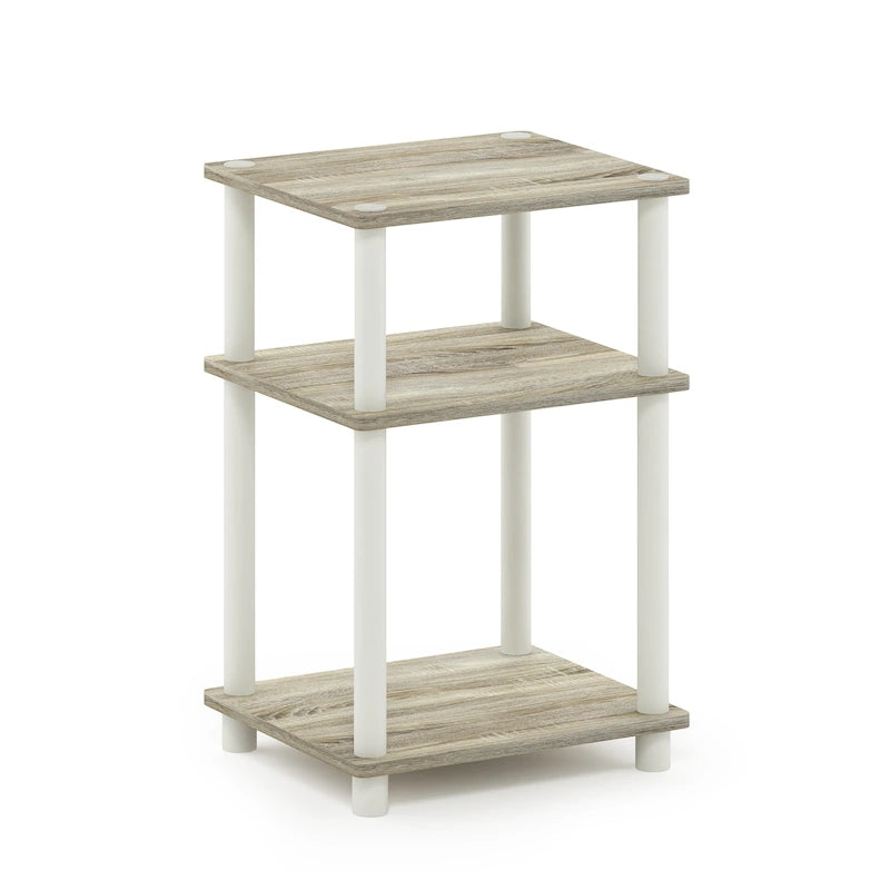 Table d'appoint à 3 niveaux, chêne Sonoma/blanc, montage sans outils, 1 personne