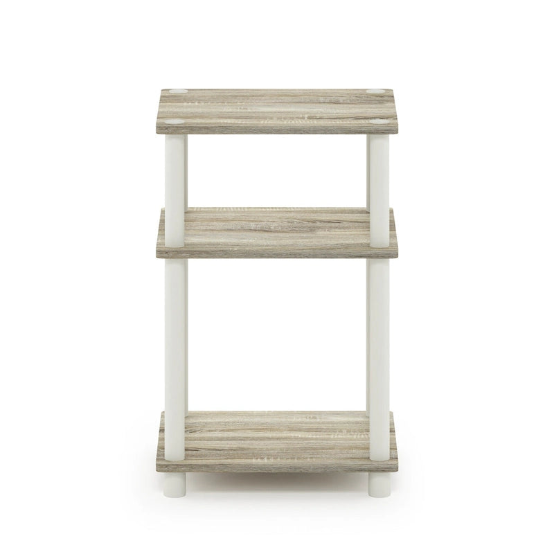 Table d'appoint à 3 niveaux, chêne Sonoma/blanc, montage sans outils, 1 personne