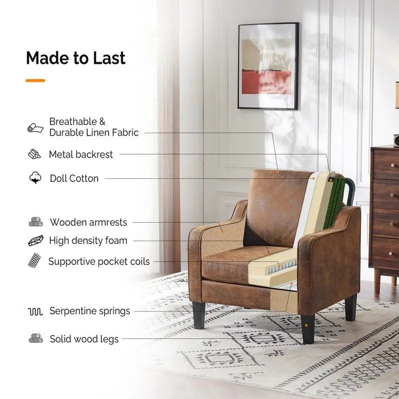Fauteuil d'appoint moderne du milieu du siècle, assise individuelle – Plusieurs options de couleur