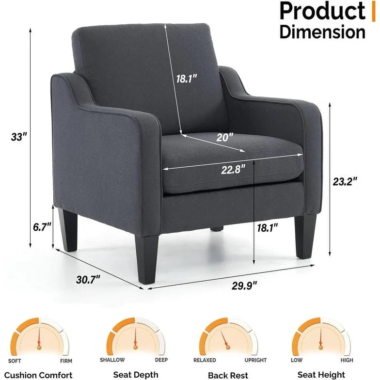 Fauteuil d'appoint moderne du milieu du siècle, assise individuelle – Plusieurs options de couleur