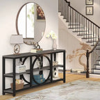 Table console à 3 niveaux de 70,9 po, style industriel – Gris / Marron / Noyer / Blanc