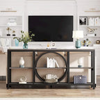 Table console à 3 niveaux de 70,9 po, style industriel – Gris / Marron / Noyer / Blanc
