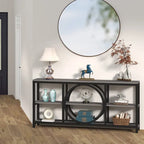Table console à 3 niveaux de 70,9 po, style industriel – Gris / Marron / Noyer / Blanc