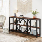Table console à 3 niveaux de 70,9 po, style industriel – Gris / Marron / Noyer / Blanc