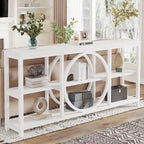 Table console à 3 niveaux de 70,9 po, style industriel – Gris / Marron / Noyer / Blanc