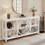 Table console à 3 niveaux de 70,9 po, style industriel – Gris / Marron / Noyer / Blanc