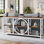 Table console à 3 niveaux de 70,9 po, style industriel – Gris / Marron / Noyer / Blanc