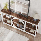 Table console à 3 niveaux de 70,9 po, style industriel – Gris / Marron / Noyer / Blanc
