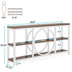 Table console à 3 niveaux de 70,9 po, style industriel – Gris / Marron / Noyer / Blanc