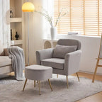 Fauteuil d'appoint en velours et bouclette avec pieds réglables dorés – Siège unique, plusieurs couleurs