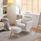 Fauteuil d'appoint en velours et bouclette avec pieds réglables dorés – Siège unique, plusieurs couleurs