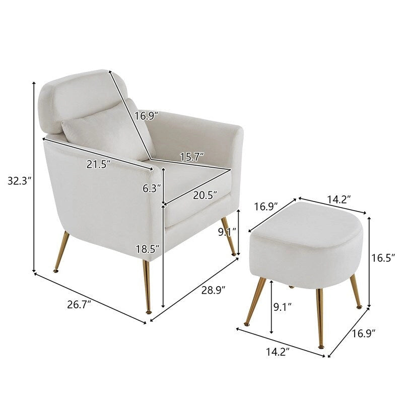 Fauteuil d'appoint en velours et bouclette avec pieds réglables dorés – Siège unique, plusieurs couleurs