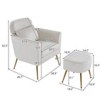 Fauteuil d'appoint en velours et bouclette avec pieds réglables dorés – Siège unique, plusieurs couleurs