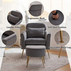 Fauteuil d'appoint en velours et bouclette avec pieds réglables dorés – Siège unique, plusieurs couleurs