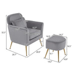 Fauteuil d'appoint en velours et bouclette avec pieds réglables dorés – Siège unique, plusieurs couleurs