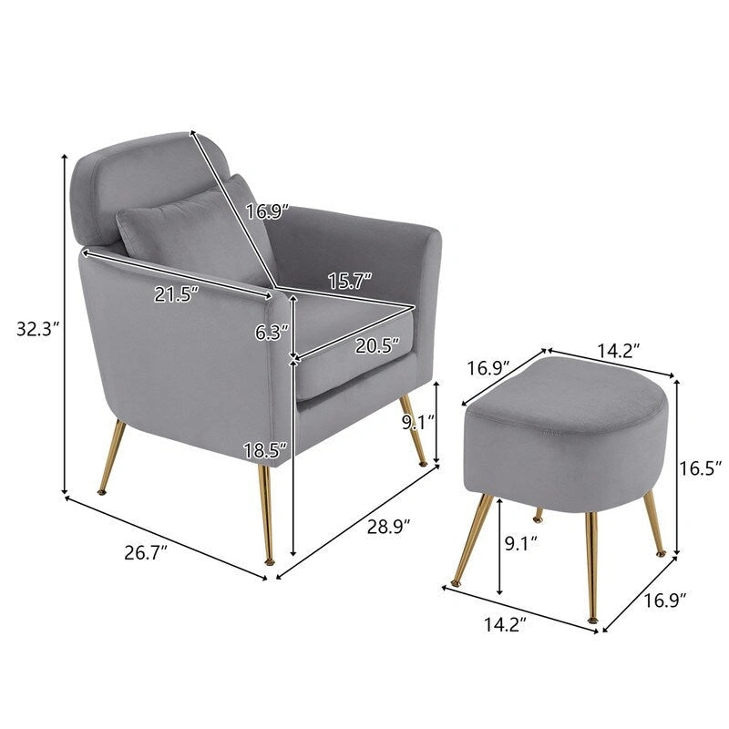 Fauteuil d'appoint en velours et bouclette avec pieds réglables dorés – Siège unique, plusieurs couleurs