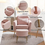 Fauteuil d'appoint en velours et bouclette avec pieds réglables dorés – Siège unique, plusieurs couleurs