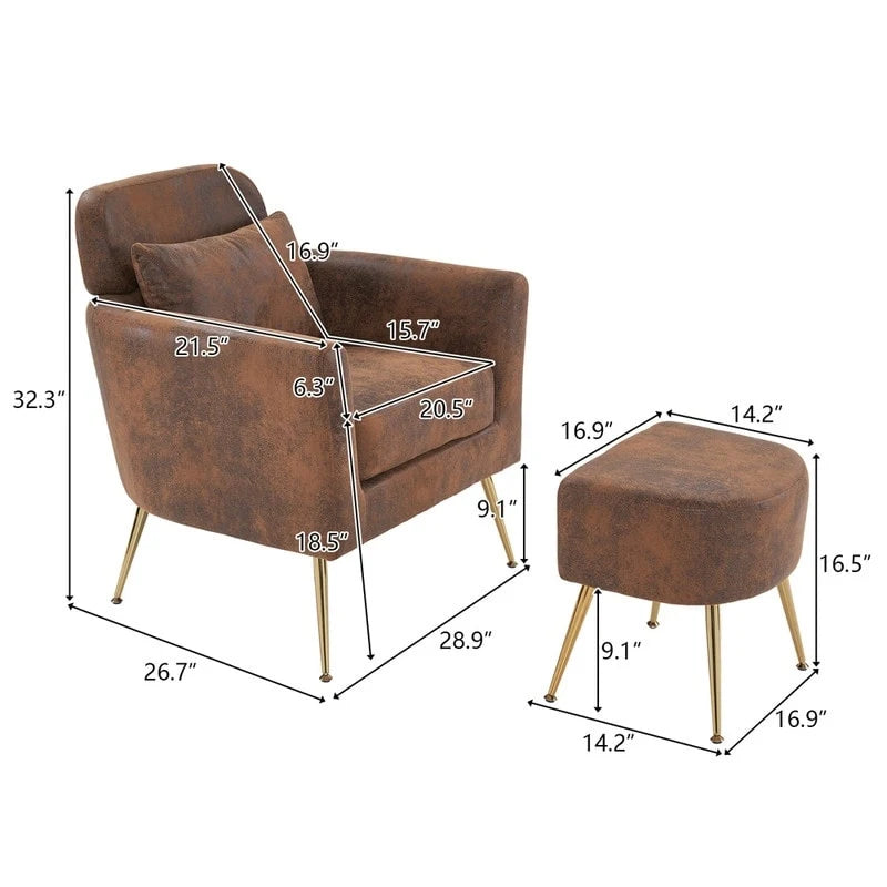 Fauteuil d'appoint en velours et bouclette avec pieds réglables dorés – Siège unique, plusieurs couleurs