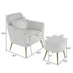 Fauteuil d'appoint en velours et bouclette avec pieds réglables dorés – Siège unique, plusieurs couleurs