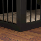 Cage pour chien en bois noir avec banc rembourré, pour chien unique, 120 cm
