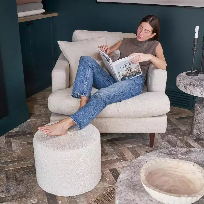 ZICOTO Pouf Boucle Ottoman Repose-pieds confortable pour rehausser la décoration de votre salon avec confort et charme