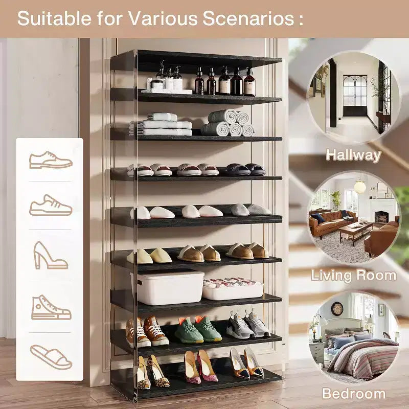Lantine 63 Étagère à chaussures 8 niveaux en acrylique pour 24 à 32 paires